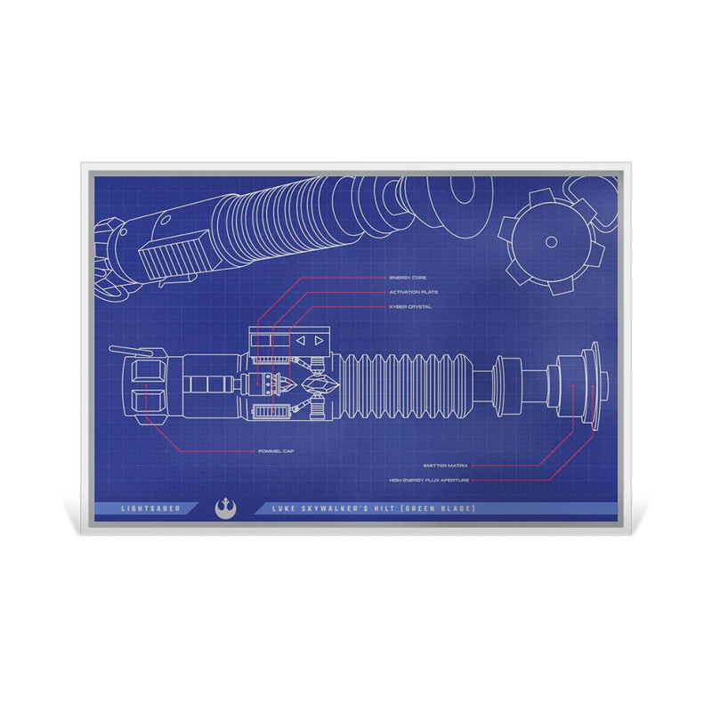 Srebrny Banknote Star Wars: Luke Skywalker's Lightsaber Blueprint 2025, 1 uncja - Front 2