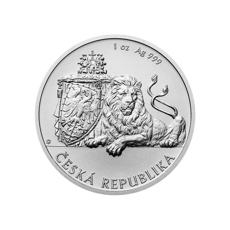 Срібна монета Чеський лев 2019 року, 1 унція - реверс Срібна монета Чеський лев 2019 року, 1 унція - реверс