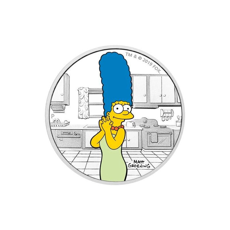 Srebrna Moneta Die Simpsons: Marge 2019 Proof Farbig, 1 uncja - rewers
