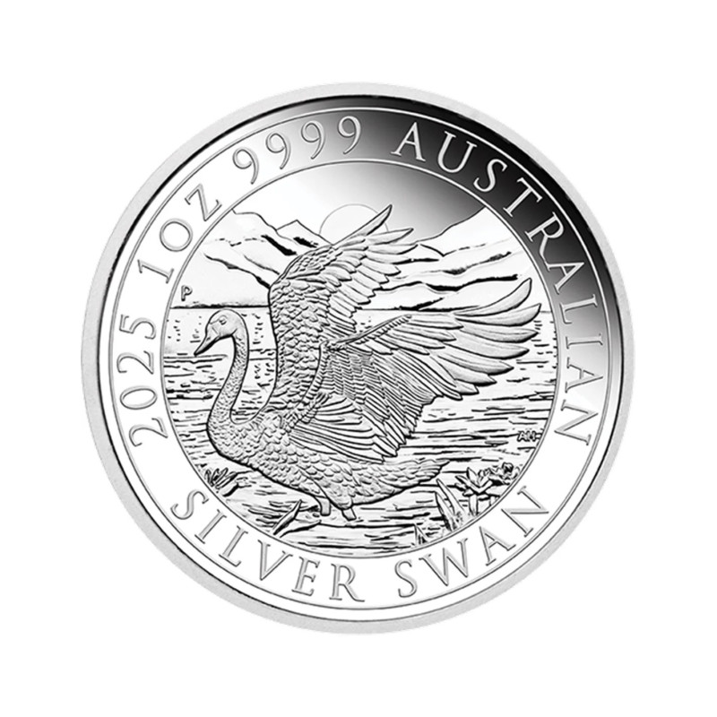 Australischer Schwan 2025 Proof Silbermünze, 1 Unze - Rückseite Australischer Schwan 2025 Proof Silbermünze, 1 Unze - Rückseite