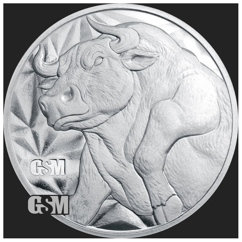 GSM Bull & Bear Silbermedaille, 1/2 Unze - Vorderseite GSM Bull & Bear Silbermedaille, 1/2 Unze - Vorderseite