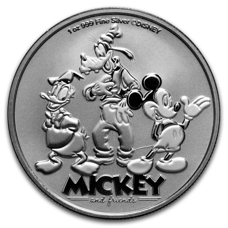 Srebrna Moneta Disney: Mickey & Friends 2025, 1 uncja - rewers