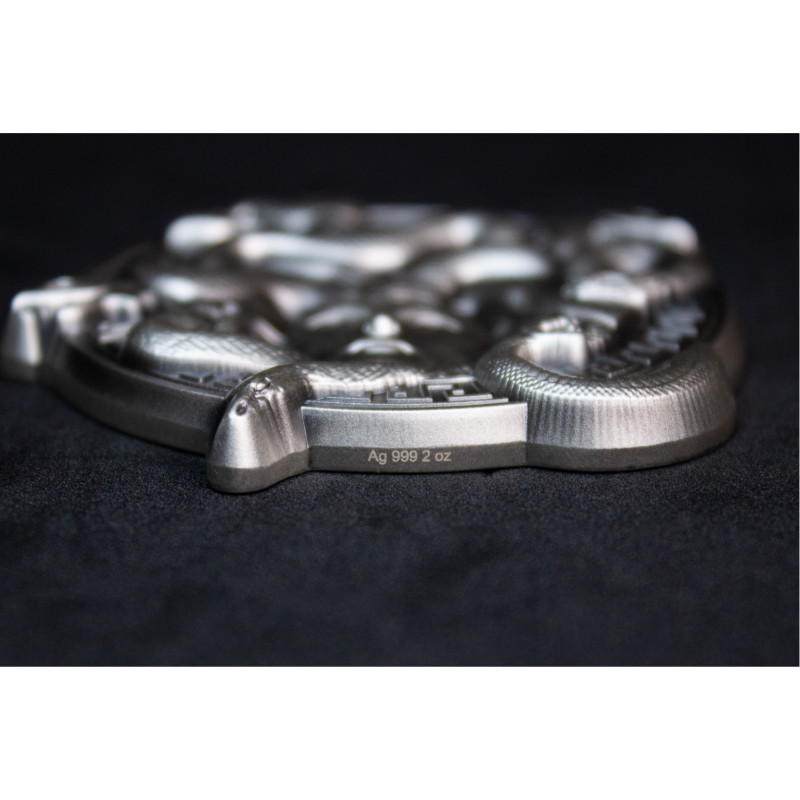 Srebrny Numizmat Serpent Crown, 2 uncje - edge