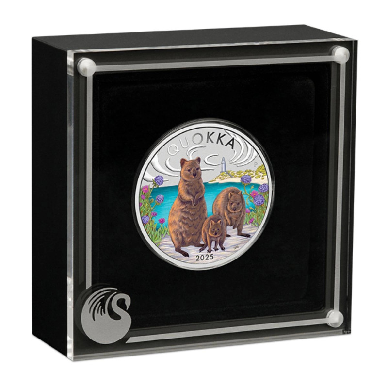 Quokka 2025 Color Silbermünze, 1 Unze - Box Quokka 2025 Color Silbermünze, 1 Unze - Box