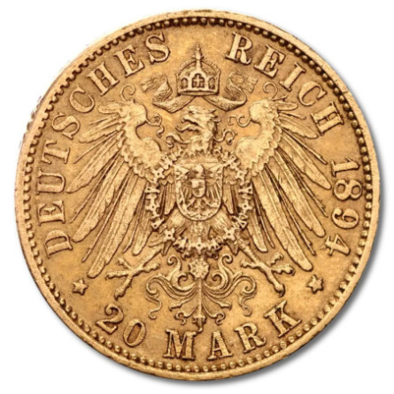 Złota moneta 20 marek Cesarz Wilhelm II Prusy 1888-1913