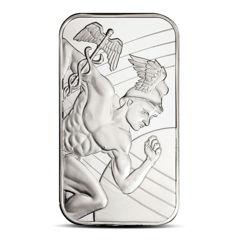 Silver Sunshine Mercury Bar, 1 oz - front Silver Sunshine Mercury Bar, 1 oz - front