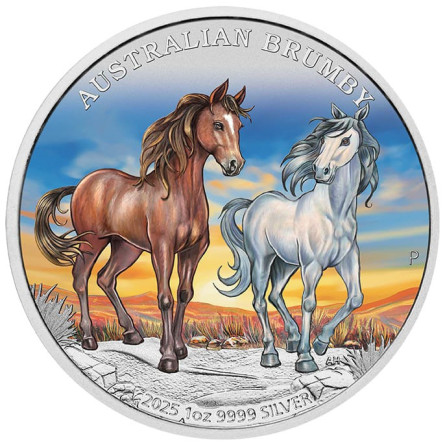 Australischer Brumby 2025 Farbe Silbermünze, 1 oz - Rückseite