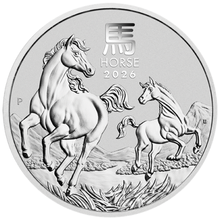 Silbermünze Lunar III Jahr des Pferdes 2026 1/2 oz Vorderseite