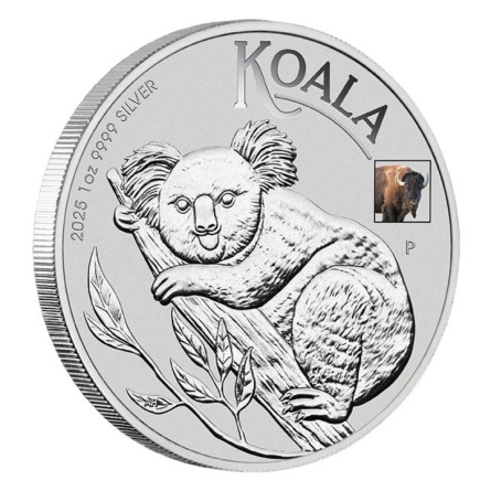 Australian Koala 2025 Bison Privy Silver Coin, 1 oz ANA - reverse side