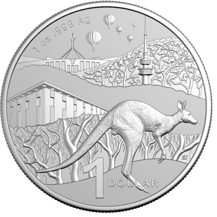RAM Kangaroo Bush Capital 2025 Silver Coin, 1 oz - reverse side RAM Kangaroo Bush Capital 2025 Silver Coin, 1 oz - reverse side