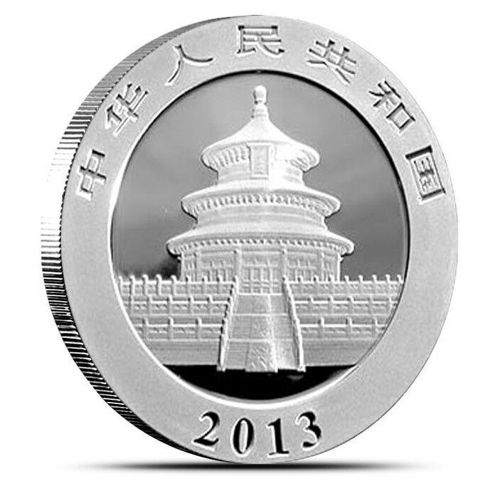 2013 China Panda Silbermünze, 1 Unze - Vorderseite