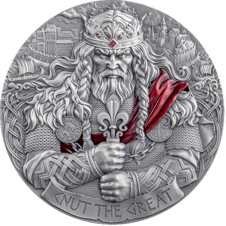 Srebrna Moneta The Way to Valhalla: King Cnut The Great 2025, 2 uncje - rewers
