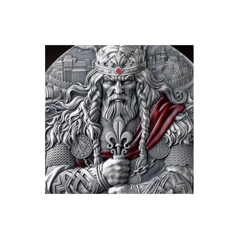 Srebrna Moneta The Way to Valhalla: King Cnut The Great 2025, 2 uncje - detal