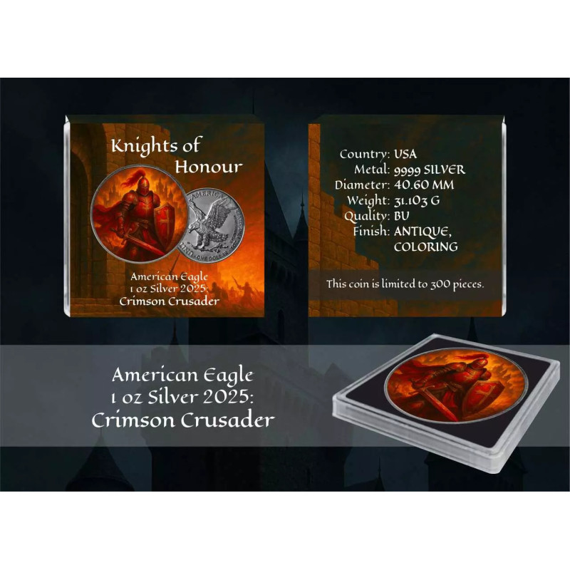Срібна монета American Eagle 2024 Crimson Crusader, 1 унція - коробка