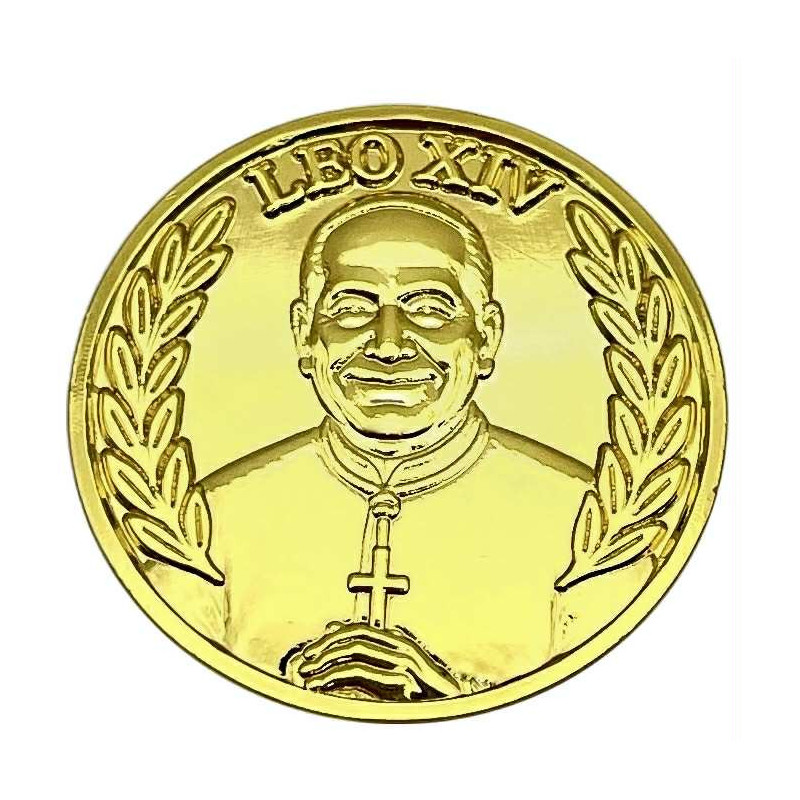 Medaille von Pozłacany Die Wahl von Papst Leo XIV, Vorderseite Medaille von Pozłacany Die Wahl von Papst Leo XIV, Vorderseite