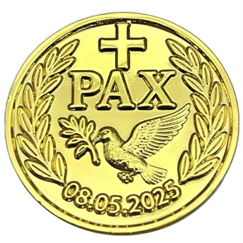 Medaille von Pozłacany Die Wahl von Papst Leo XIV, Rückseite Medaille von Pozłacany Die Wahl von Papst Leo XIV, Rückseite