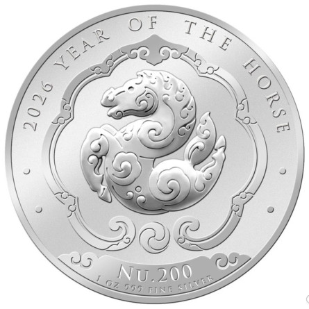 Srebrna Moneta Bhutan: Rok Konia 2026, 1 uncja - rewers Srebrna Moneta Bhutan: Rok Konia 2026, 1 uncja - rewers