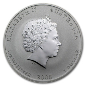 Silver Lunar II Coin: Year of the Mouse 2008 Color, 1 ounce - reverse side