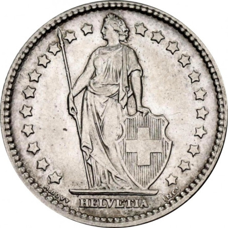 Srebrna Moneta Szwajcaria, 1 Frank 1850-1916, 5g - rewers