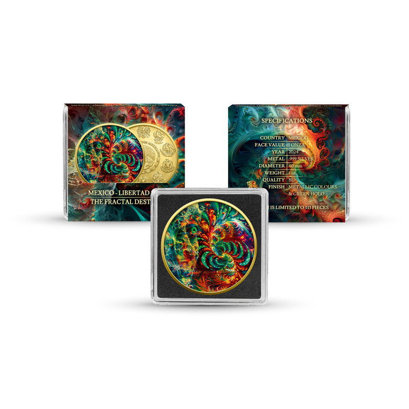 Srebrna Moneta Mexico Libertad 2024 Fractal Destiny, 1 uncja - box Srebrna Moneta Mexico Libertad 2024 Fractal Destiny, 1 uncja - box