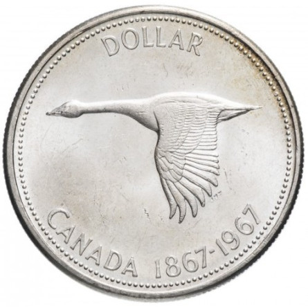 Silbermünze Kanada 1 Dollar 1965-1967, 23,3 gr - Rückseite 2