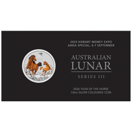 Silber Lunar III Jahr des Pferdes 2026 Farbmünze, 1/4 oz (ANDA) - Vorderseite