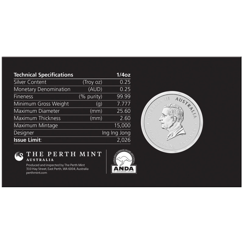 Silber Lunar III Jahr des Pferdes 2026 Farbmünze, 1/4 oz (ANDA) - zurück Silber Lunar III Jahr des Pferdes 2026 Farbmünze, 1/4 oz (ANDA) - zurück
