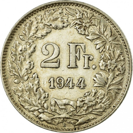 Srebrna Moneta Szwajcaria, 2 Franki 1874 - 1967, 10g - rewers