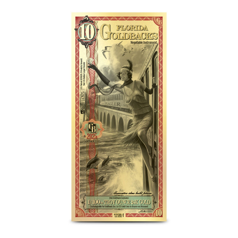 Złoty Banknote 10 Florida Goldback Gold Note, 1/100 uncji - Vorderseite