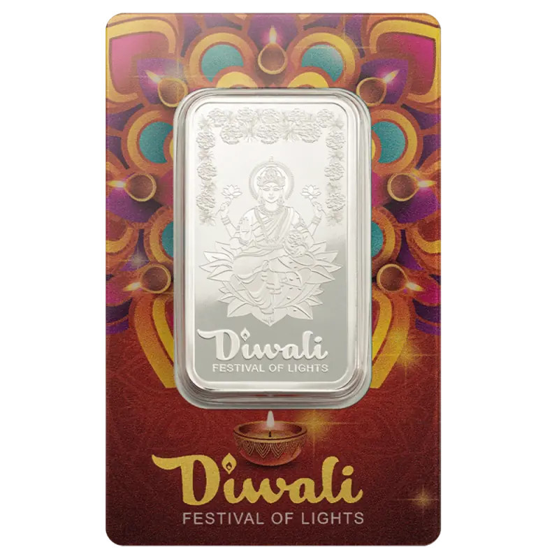 Srebrna  Sztabka Diwali Lakshmi & Rangoli 1 uncja