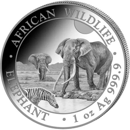 2026 Somalischer Elefant Silbermünze, 1 Unze - Rückseite