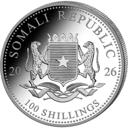 Srebrna Moneta Słoń Somalijski 2026 Color, 1 uncja - rewers