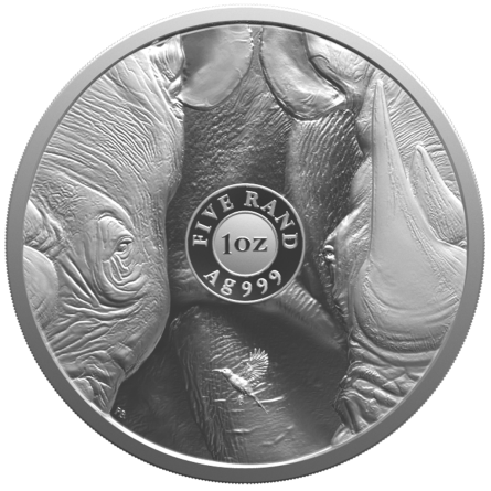 Srebrna Moneta Big Five III: Rhino 2025, 1 uncja - front