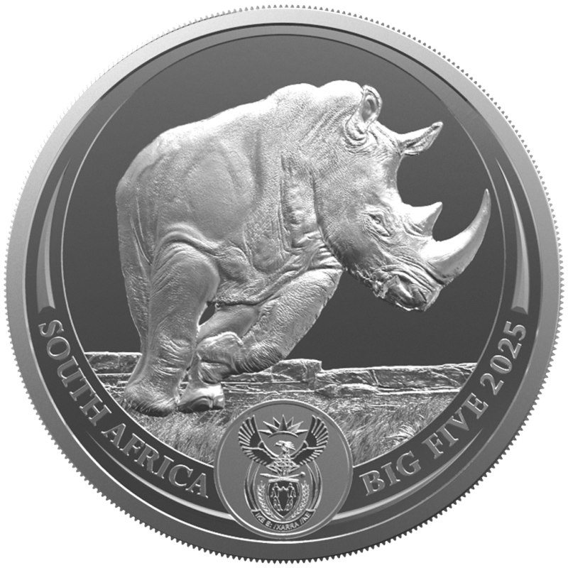 Srebrna Moneta Big Five III: Rhino 2025, 1 uncja - rewers
