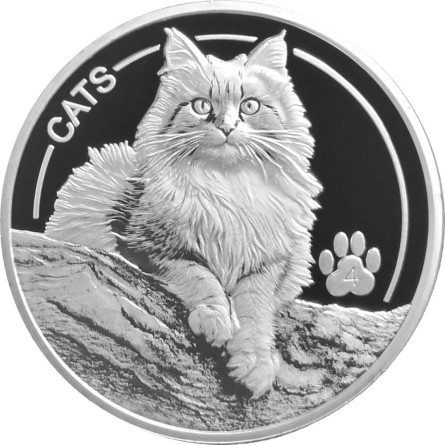 Srebrna Moneta Cats, Fiji 2025, 1 uncja - rewers