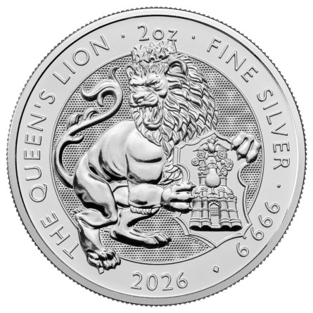 rebrna Moneta The Tudor Beasts: Queen's Lion 2026, 2 uncje - rewers