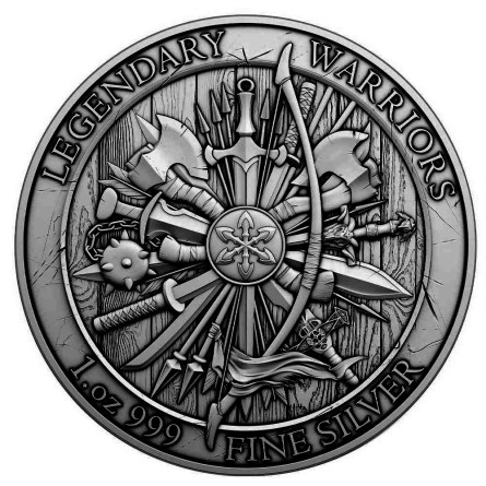 Legendary Warriors Silver Medal: Miyamoto Musashi Antiqued, 1 oz - reverse.