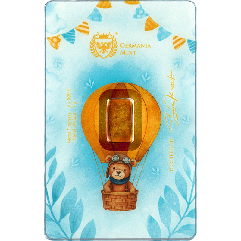 Złota Sztabka Germania Mint New Born - Boy, 1 gram - back