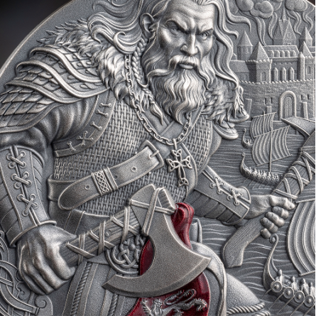 Srebrna Moneta The Way to Valhalla:Rollo of Normandy 2026, 2 uncje - detal