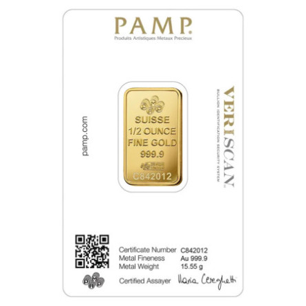 PAMP Fortuna 1/2 oz Investment Gold Bar