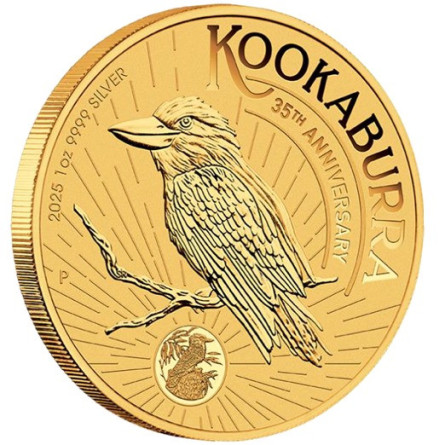 Srebrna Moneta Australian Kookaburra 2025 Privy Gilded, 1 uncja Front