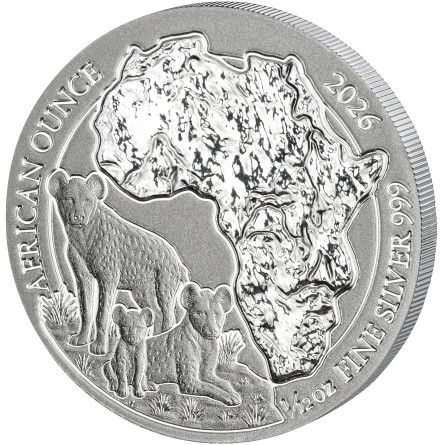 Srebrna Moneta Africa Ounce: Spotted Hyena 2026,, 1 uncja - rewers