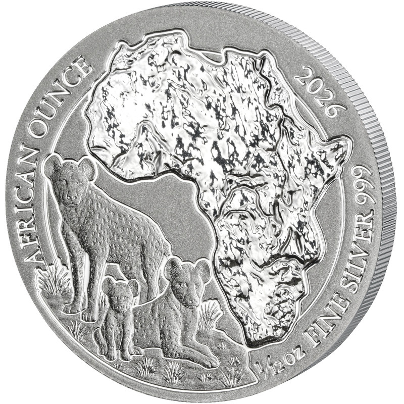 Srebrna Moneta Africa Ounce: Spotted Hyena 2026,, 1 uncja - rewers