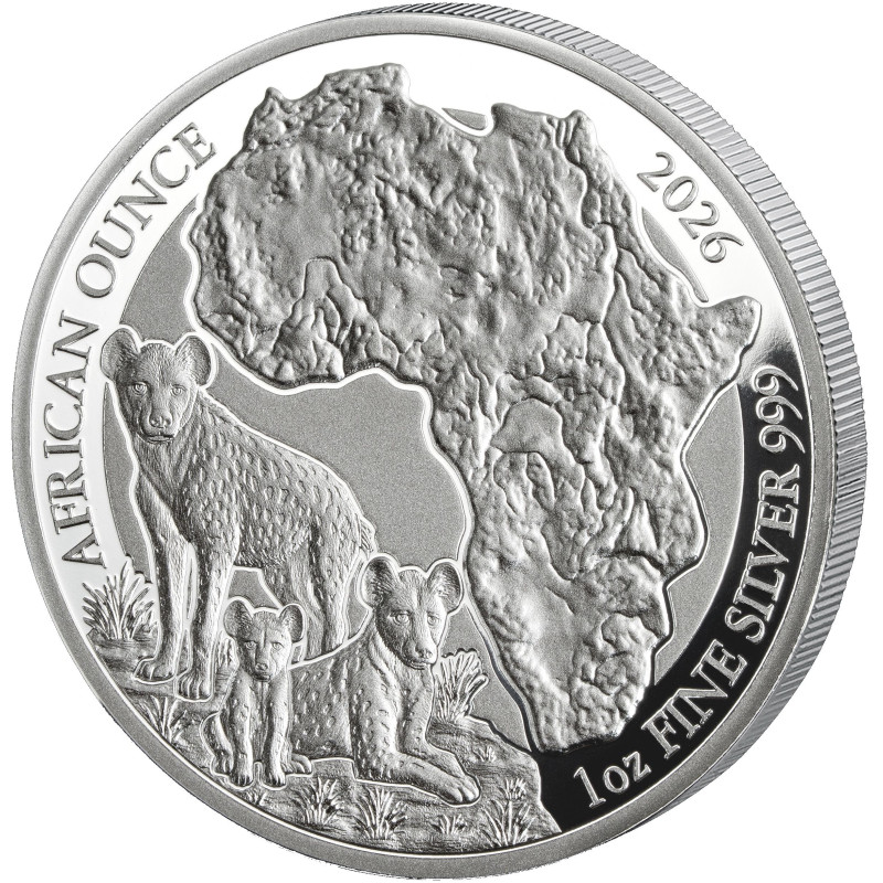 Srebrna Moneta African Ounce: Spotted Hyena 2026 Proof 1 uncja - rewers Srebrna Moneta African Ounce: Spotted Hyena 2026 Proof 1 uncja - rewers