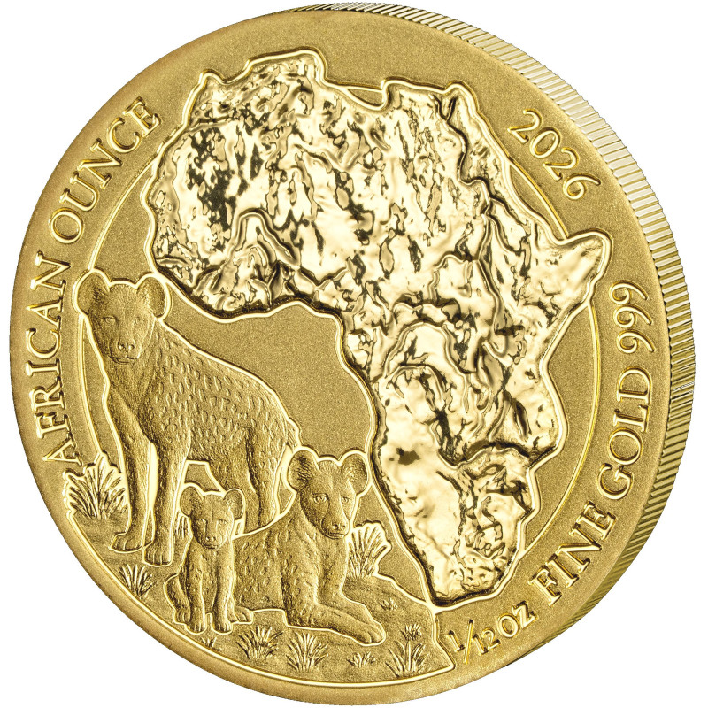 Złota Moneta African Ounce Spotted Hyena 2026, 1/12 uncji - rewers