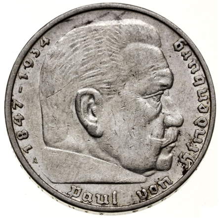 Srebrna Moneta Niemcy, 5 Marek 1934-1939, 12,5 grama - rewers 1