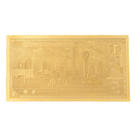 Złoty Banknot 1 Dallas Goldback Gold Note - Special Edition, 1/1000 uncji - front