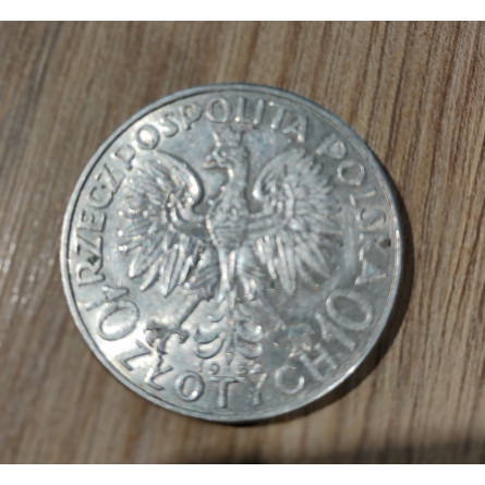 Srebrna Moneta 10zł Głowa Kobiety 1932-1933, 22g front