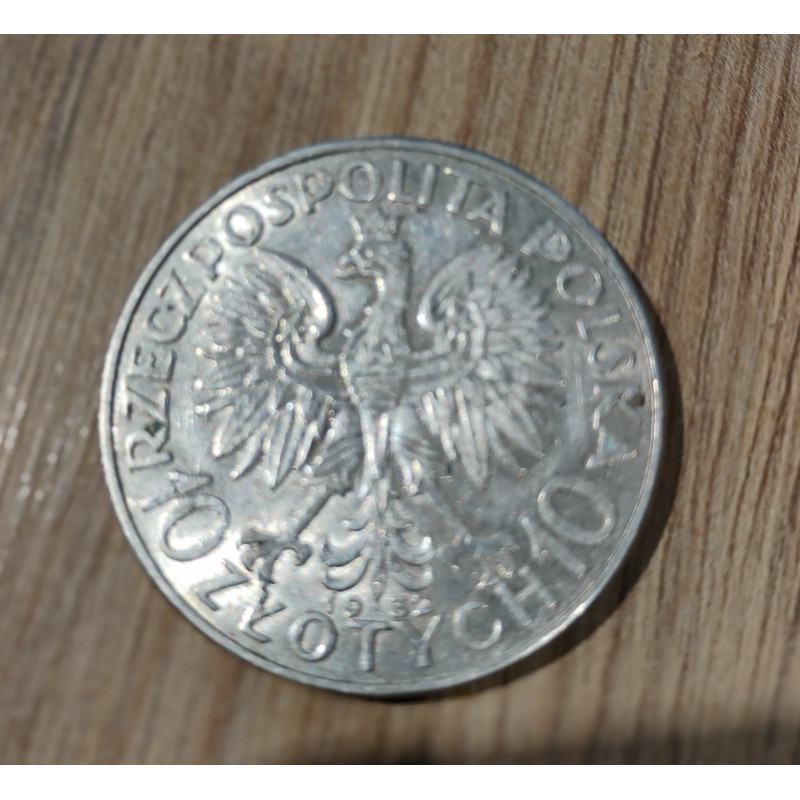 Silver Coin 10zl Female Head 1932-1933, 22g Silver Coin 10zl Female Head 1932-1933, 22g