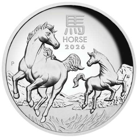 Silver Lunar III Year of the Horse 2026 High Relief Coin, 1 oz.